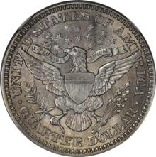 Barber Silver Quarter Reverse Design