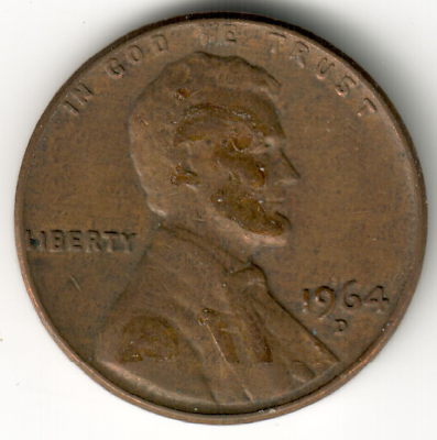 1964-D Lincoln Penny Fine Denver Mint